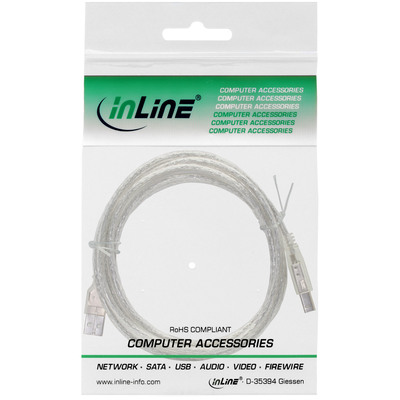 InLine® USB 2.0 Kabel, A an B, transparent, 0,5m (Produktbild 11)