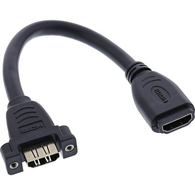 InLine® HDMI Adapterkabel zum Einbau, HDMI A Buchse/Buchse, vergoldete Kontakte, 4K2K, 0,2m