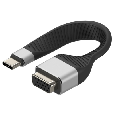 Techly USB-C Stecker auf VGA-Buchse -- kurz, flaches FPC Kabel
